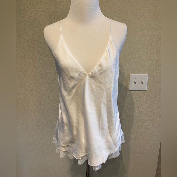 Free people Tulle satin camisole White dot layered adjustable strap Sz Small - Picture 1 of 7